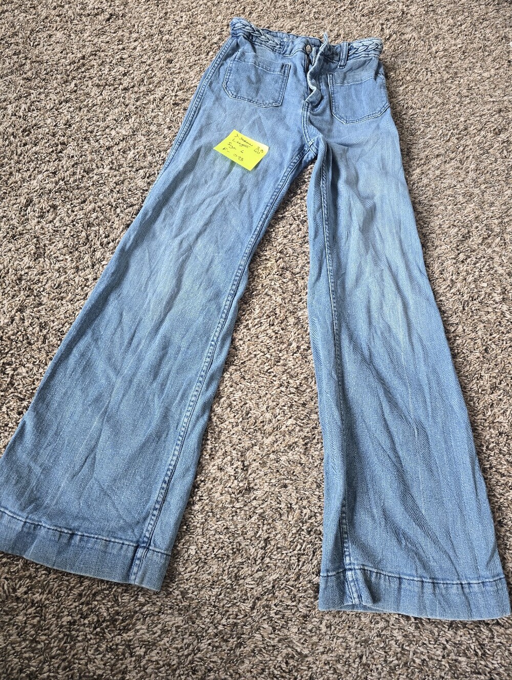 H&M Light Blue Wide Leg Paperbag Waist Jeans